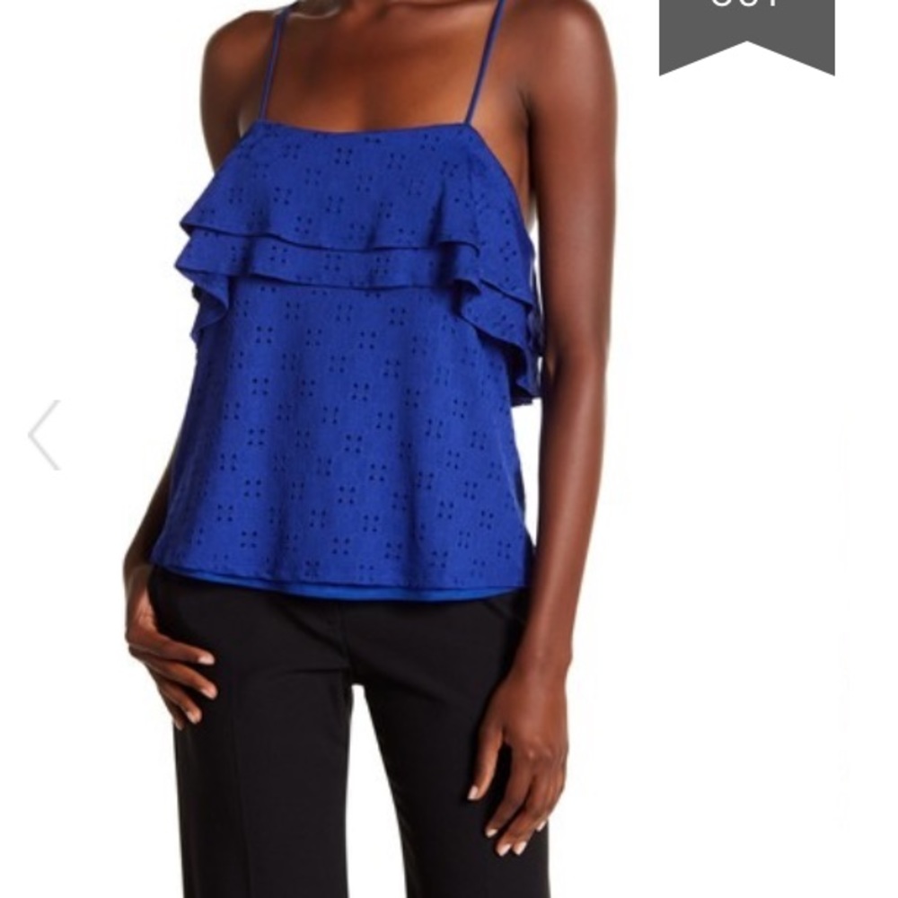 Harlowe & Graham Blue Eyelet Flutter Cami Top Size XS